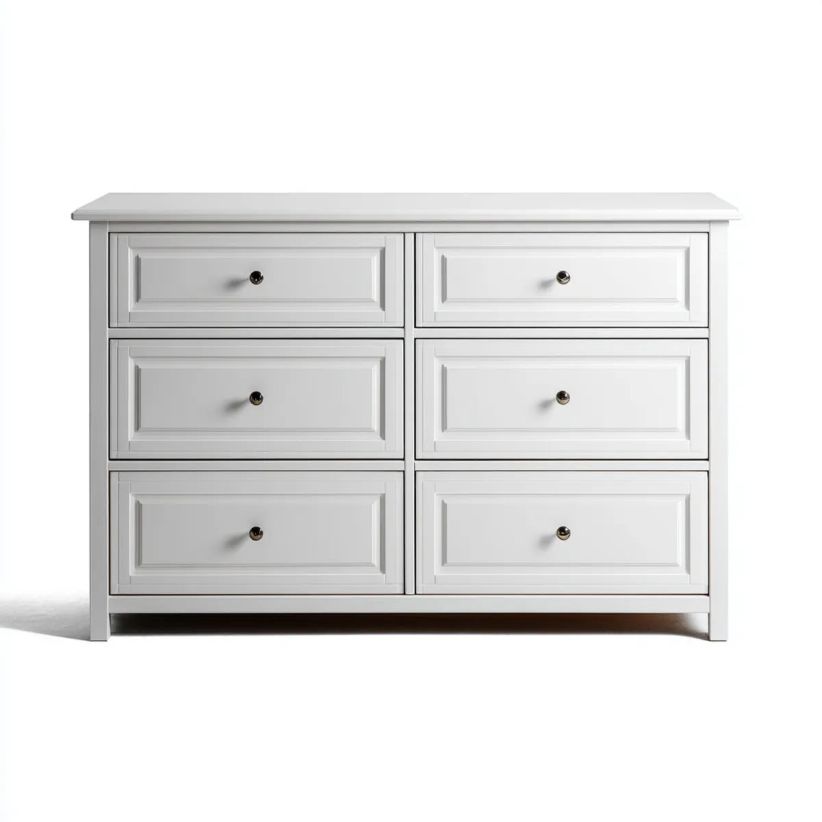Commode 6 tiroirs blanche 120 x 40 x 80 cm en MDF rectangulaire