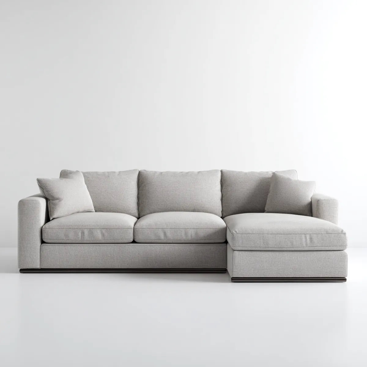 Canapé d'angle 3 places avec méridienne droite gris clair en polyester 270 x 165 x 85 cm