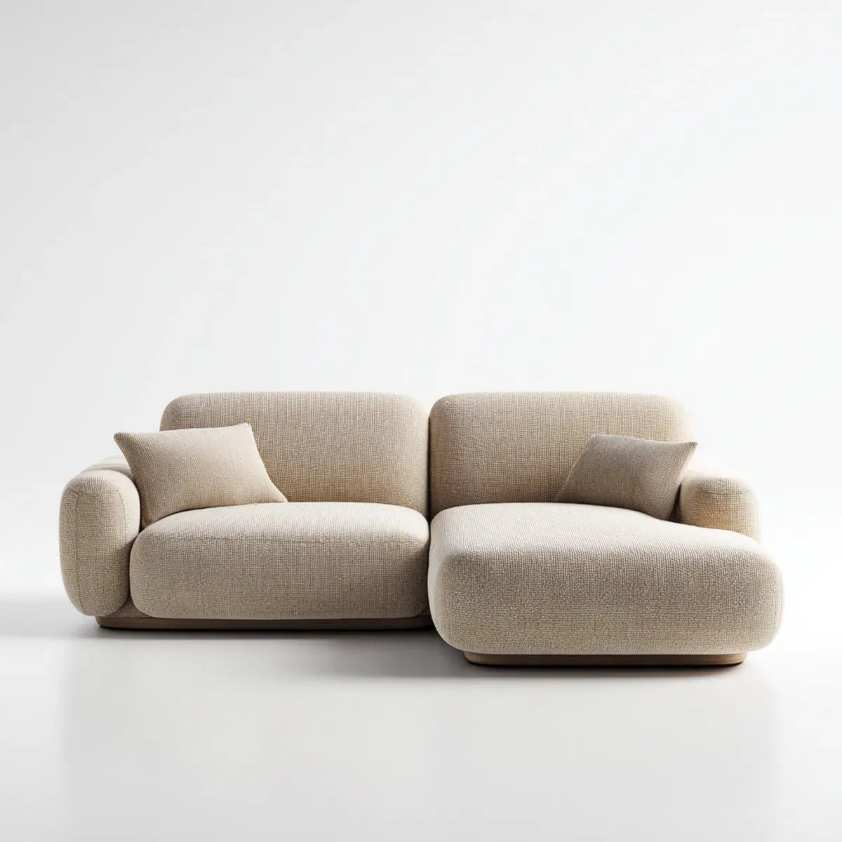 Canapé d'angle 2 places avec méridienne droite beige en polyester et mousse 250 x 160 x 75 cm