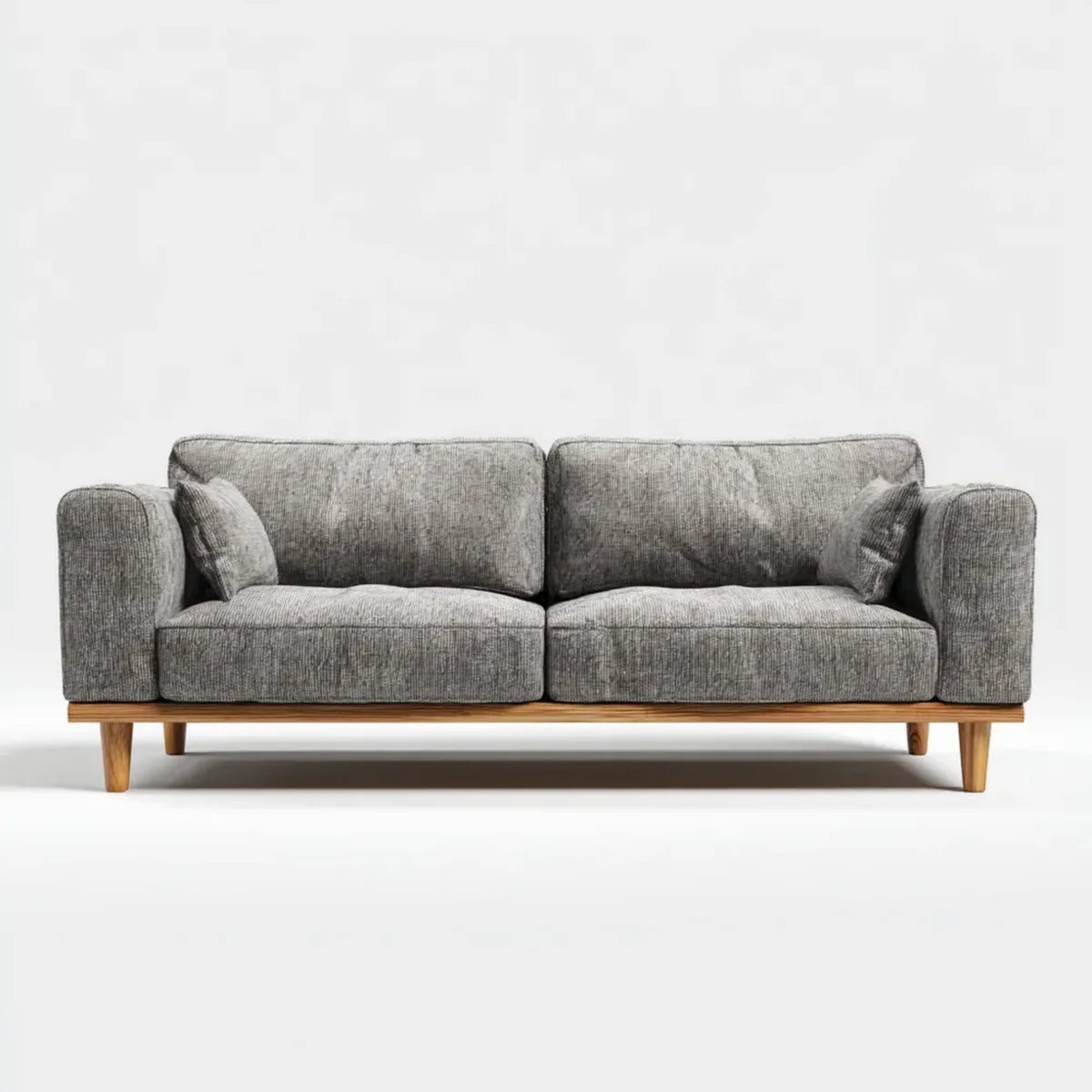 Canapé 3 places gris en polyester côtelé avec structure en bois massif 220 x 90 x 85 cm