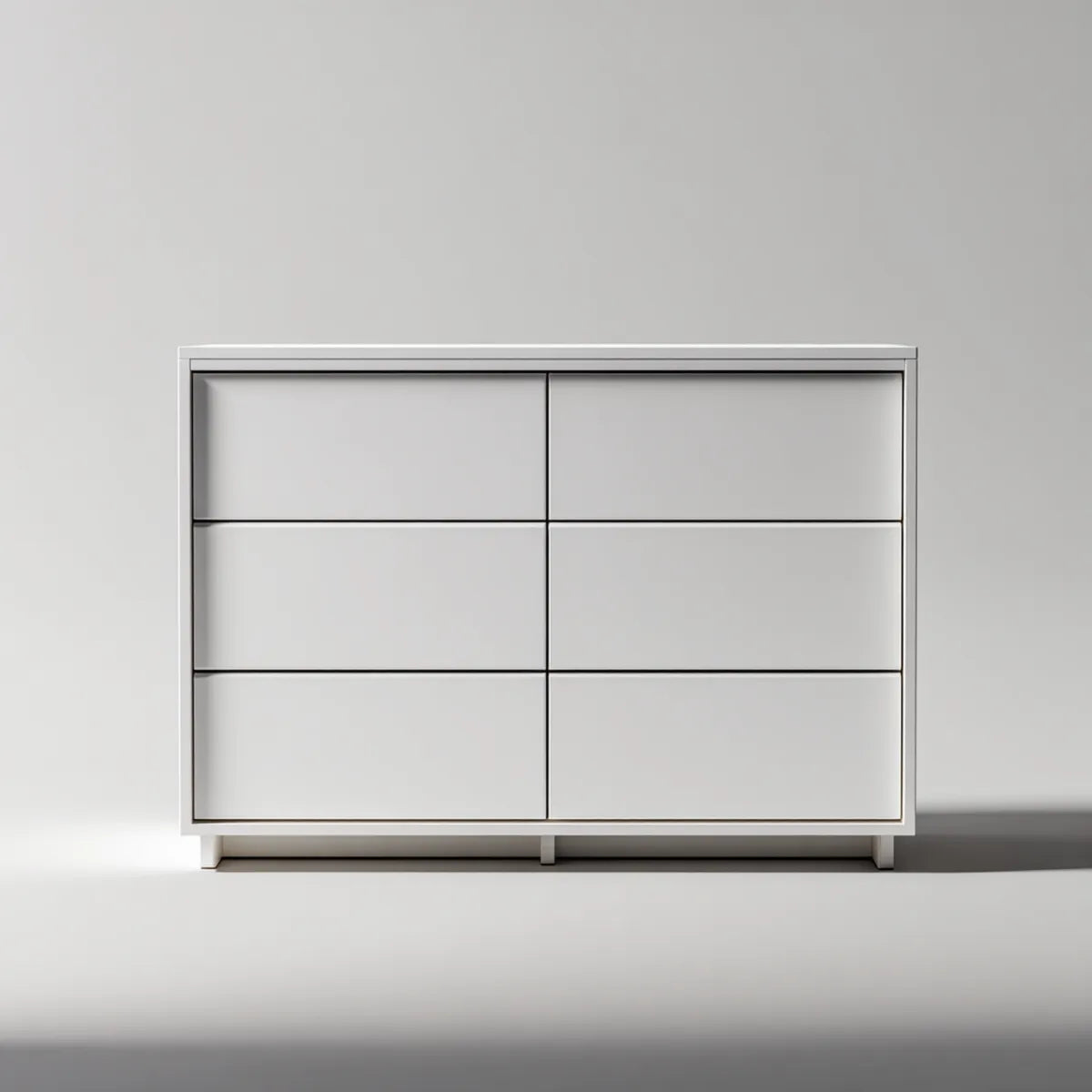 Commode 6 tiroirs blanche en MDF laqué 120 x 40 x 90 cm rectangulaire