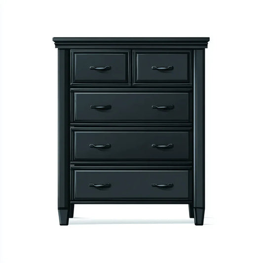 Commode 5 tiroirs noire 90 x 45 x 120 cm en MDF rectangulaire
