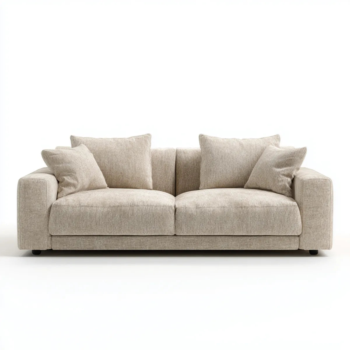 Canapé 2 places droit beige 200 x 92 x 86 cm en polyester
