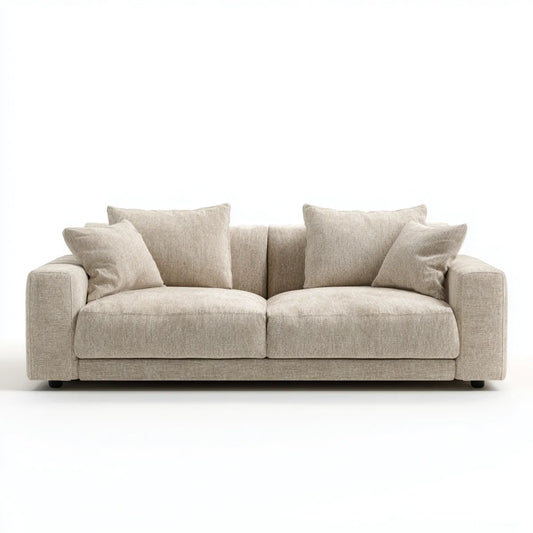 Canapé 2 places droit beige 200 x 92 x 86 cm en polyester