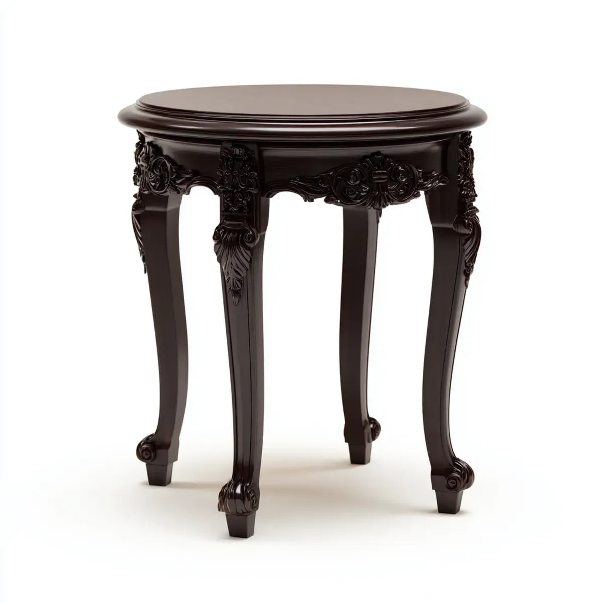 Table d'appoint ronde brun foncé 60 x 60 x 70 cm en MDF et hévéa massif