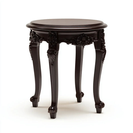 Table d'appoint ronde brun foncé 60 x 60 x 70 cm en MDF et hévéa massif