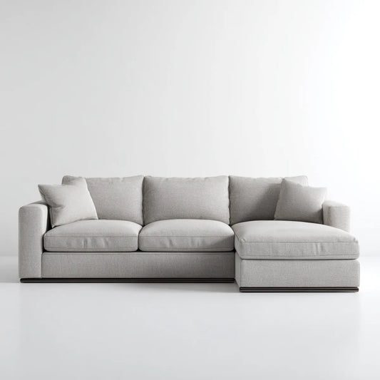 Canapé d'angle 3 places avec méridienne droite gris clair en polyester 270 x 165 x 85 cm