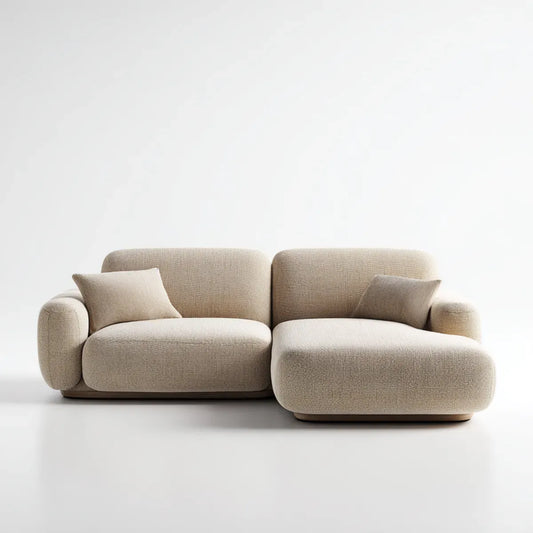 Canapé d'angle 2 places avec méridienne droite beige en polyester et mousse 250 x 160 x 75 cm
