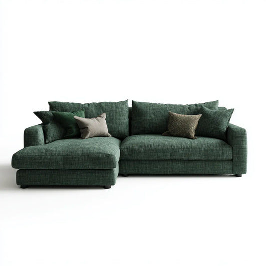Canapé d'angle gauche 3 places vert foncé en polyester forme L 250 x 160 x 85 cm